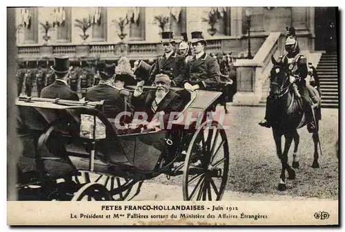 Cartes postales Fetes Franco Hollandaises Juin 1912 Fallieres Ministere des Affaires Etrangeres