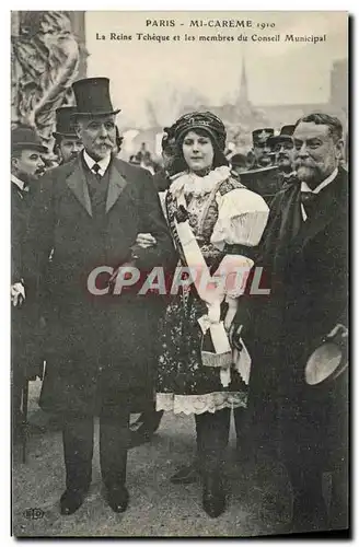 Cartes postales Paris Mi Careme La Reine Tcheque et Les Membres du Conseil Municipal