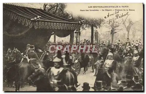 Cartes postales Paris Les souverains d Italie Gare des Invalides Le depart Voiture de la reine