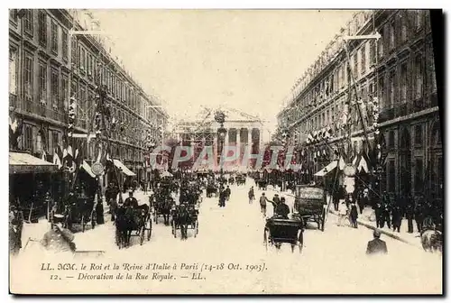 Cartes postales Paris Le Roi et la Reine D Italie Decoration de la rue Royale