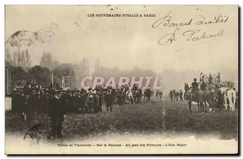 Cartes postales Les Souverains D Italie A Paris Revue de Vincennes Sur la pelouse Au pied des tribunes L Etat ma