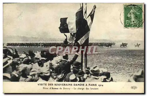 Cartes postales Visite Des Souverains Danois A Paris 1914 Prise d armes de Satory La charge des lanciers Danemar