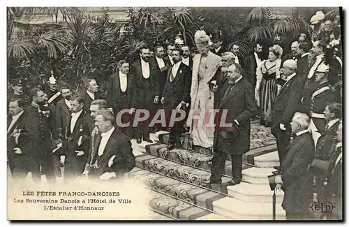 Ansichtskarte AK Visite Des Souverains Danois a L Hotel de Ville L escalier d honneur Danemark