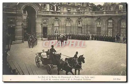 Cartes postales Le Roi et la Reine De Danemark a Longchamp fallieres