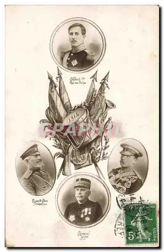 Cartes postales Roi Albert 1er Joffre Militaria Gradn Duc Nicolas