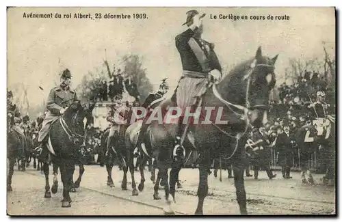 Cartes postales Avenement du Roi Albert 23 decembre 1909 Le cortege en cours de route