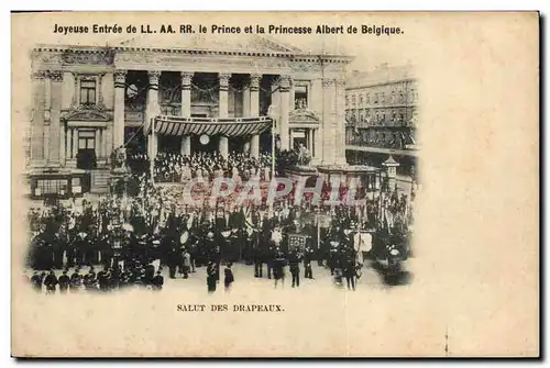 Cartes postales Salut Des Drapeaux Joyeuse entree de LL AA RR le prince et la princesse de Belgique