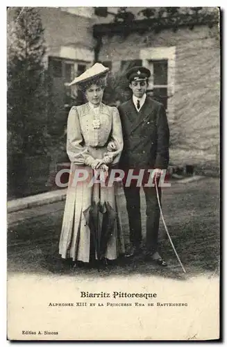 Ansichtskarte AK Biarritz Pittoresque Alphonse XIII et la princesse Ena de Battenberg