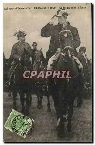 Cartes postales Avenement Du Roi Albert 23 decembre 1909 Le roi saluant la foule