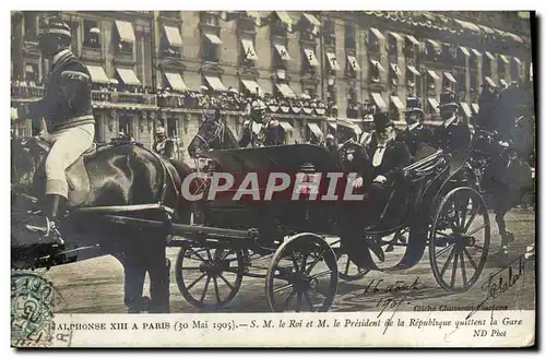 Cartes postales Les Souverains D Italie A Paris SM le roi et M le President de la Republique quittent la gare