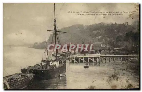 Cartes postales Lormont Les bords de al Garonne Vue des chantiers et ateliers de la Gironde Bateau