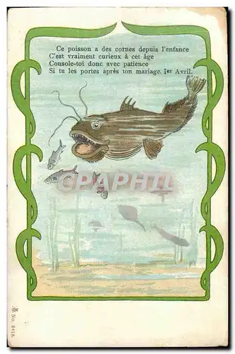 Cartes postales Fantaisie Poisson Chat