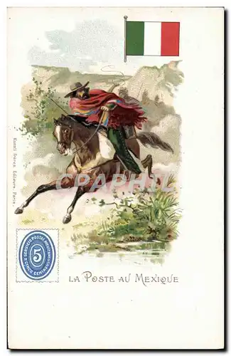 Cartes postales La poste au mexique cheval