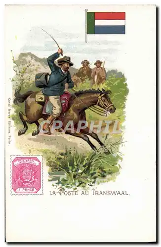 Cartes postales La poste au Transvaal Afrique du Sud Cheval