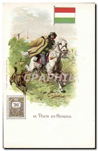 Cartes postales La poste en Honfrie Cheval Chien