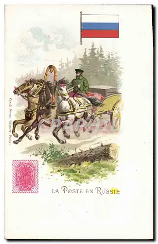 Cartes postales La poste en Russie Russia Caleches Chevaux