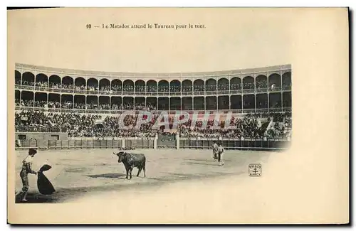 Cartes postales Corrida Taureau Toro Le matador attend le taureau pour le tuer