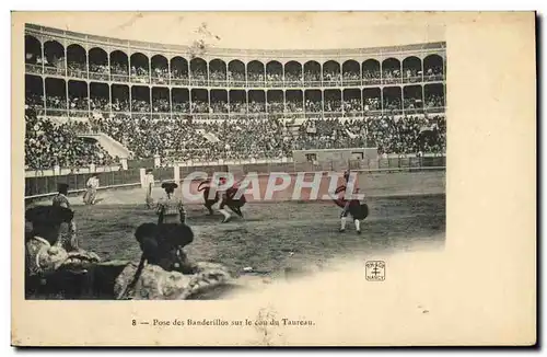 Ansichtskarte AK Corrida Taureau Toro Pose de banderilles sur le cou du taureau