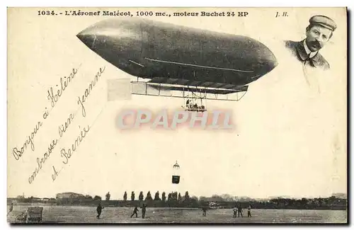 Cartes postales Aviation Aeronef Malecot moteur Buchet Zeppelin dirigeable