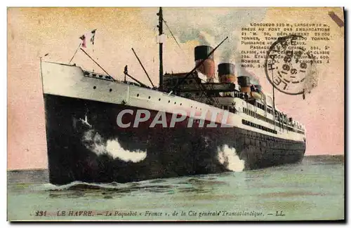 Cartes postales Bateau Le Havre Paquebot France de la Cie Generale Transatlantique