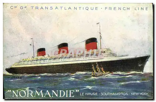 Cartes postales Cie Generale Transatlantique French Line Normandie Le Havre Southampton New York Bateau Paquebot