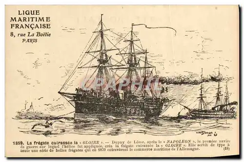 Ansichtskarte AK Bateau Gloire Dupuy de Lome apres le Napoleon premier navire de guerre a helice