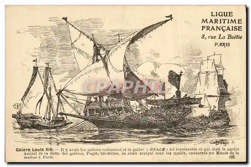 Cartes postales Bateau Galere Louis XIV