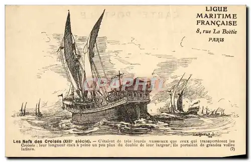 Cartes postales Bateau Nefs des Croises Croisades Palestine