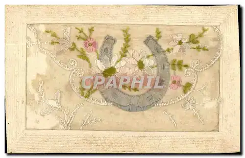 Cartes postales Fantaisie Fleurs fer a cheval Brodee