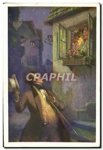 Cartes postales Fantaisie Karpelus Schubert und das Dreimaderlhaus