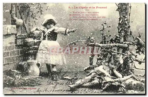 Cartes postales Fantaisie Enfant La cigale et la fourmi