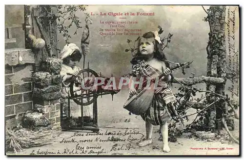 Cartes postales Fantaisie Enfant La cigale et la fourmi