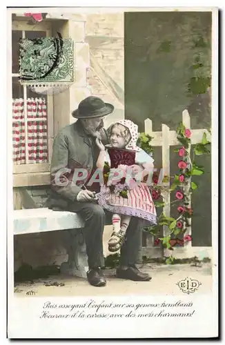 Cartes postales Fantaisie Enfant Grand pere