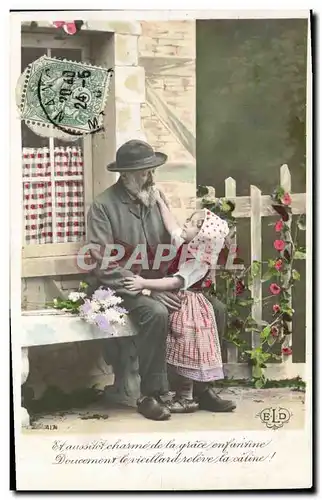 Cartes postales Fantaisie Enfant Grand pere