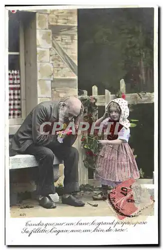 Cartes postales Fantaisie Enfant Grand pere