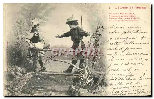 Cartes postales Fantaisie Enfants Le droit de passage Chasse Chasseur