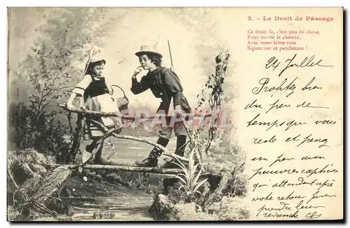 Cartes postales Fantaisie Enfants Le droit de passage Chasse Chasseur