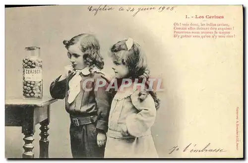 Cartes postales Fantaisie Enfants Les cerises