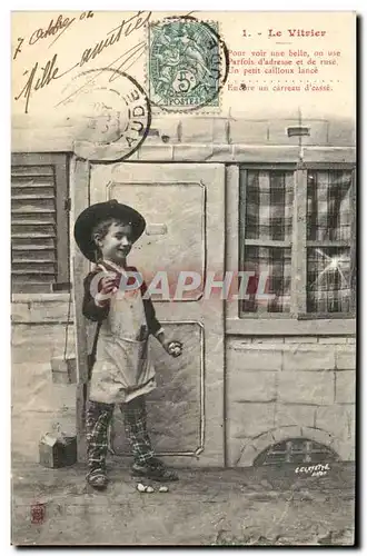 Cartes postales Fantaisie Enfants Le vitrier