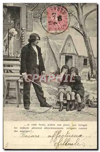 Cartes postales Fantaisie Enfants Homme au fouet