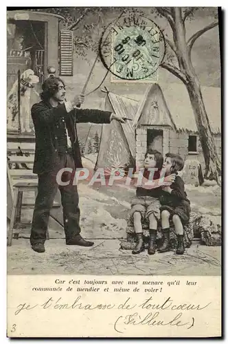 Cartes postales Fantaisie Enfants Homme au fouet