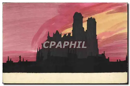 Cartes postales Fantaisie Cathedrale peinte a la main