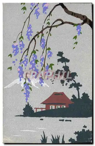 Cartes postales Fantaisie Paysage masion decor dore