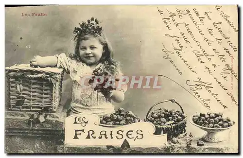 Cartes postales Fantaisie Enfant Les fraises Les fruits