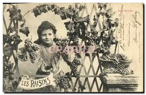 Ansichtskarte AK Fantaisie Les Fruits Enfants Les raisins