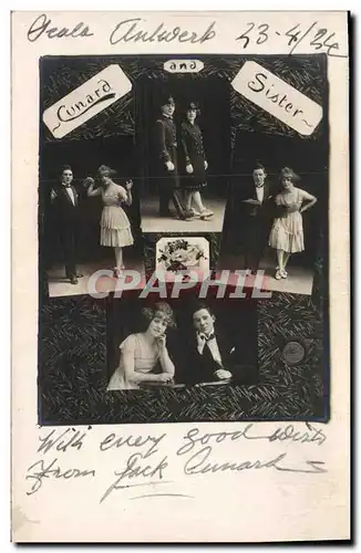 Cartes postales Fantaisie Cunard and sister Spectacle autographe Cunard 1934