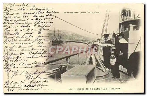 Cartes postales Exercice de canon a tir rapide Bateau