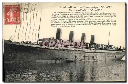 Ansichtskarte AK Bateau Paquebot Le transatlantique France