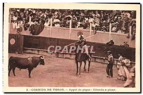 Cartes postales Sport Espagne Corrida Toro Taureau Appel de pique Citando a picar