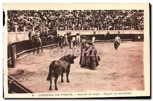 Cartes postales Sport Espagne Corrida Toro Taureau suerte de Capa Appel au manteau